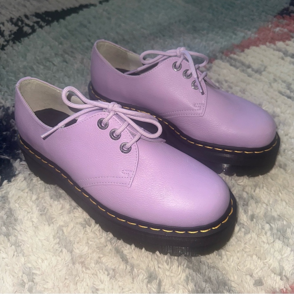 Dr. Martens 1461 Quad II Pisa Leather Platform Shoes – Lilac – Women’s 10
